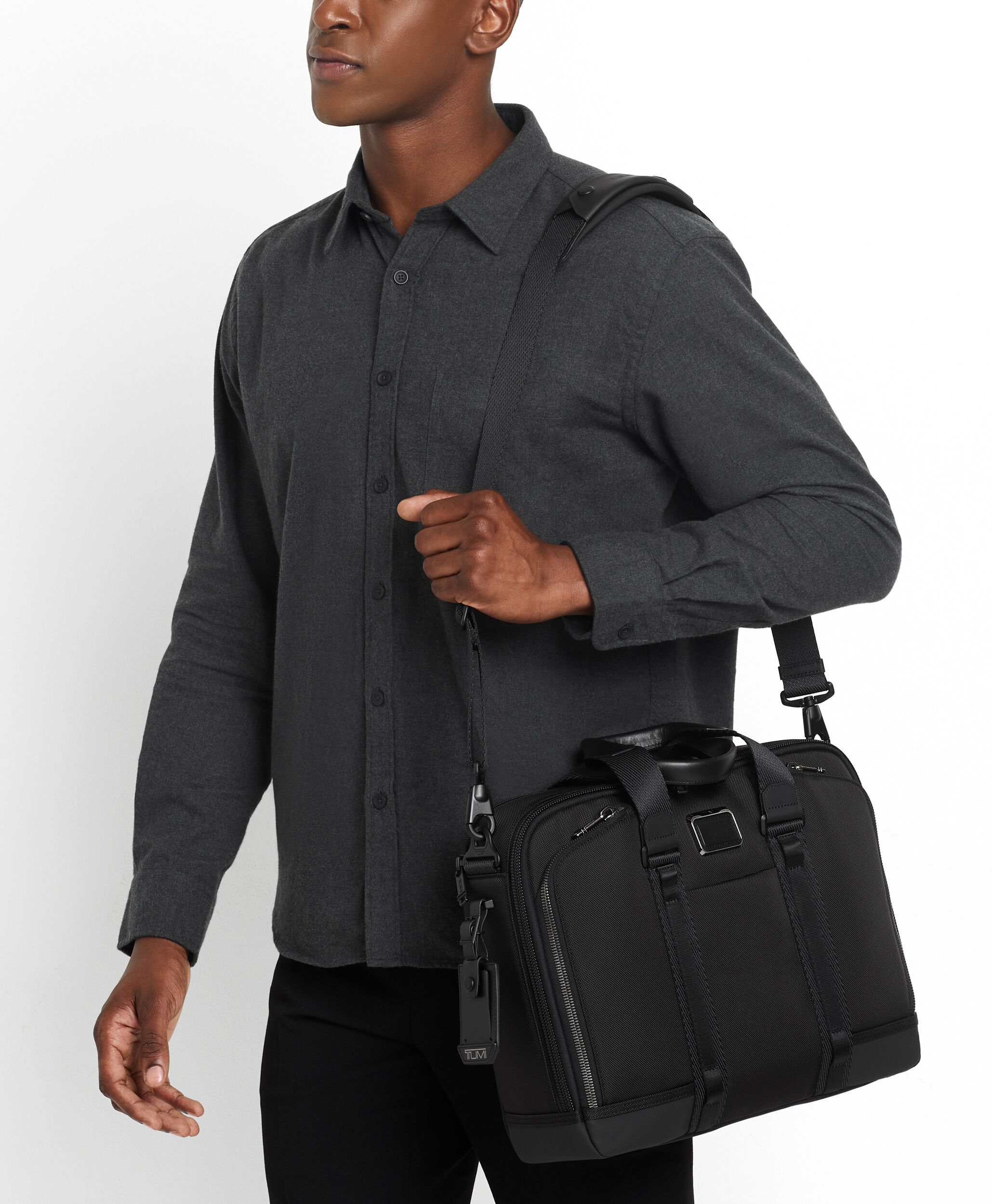 Tumi brown leather briefcase hotsell